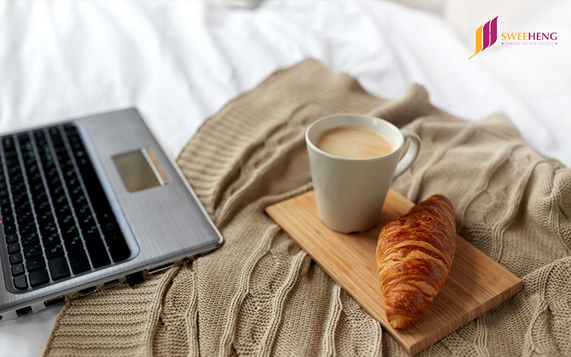 Coffee and pastry while working