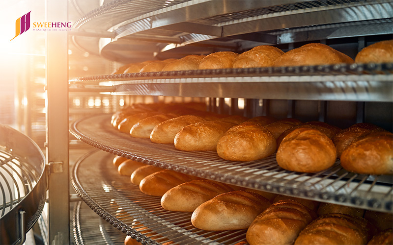 Fresh bread on a tray